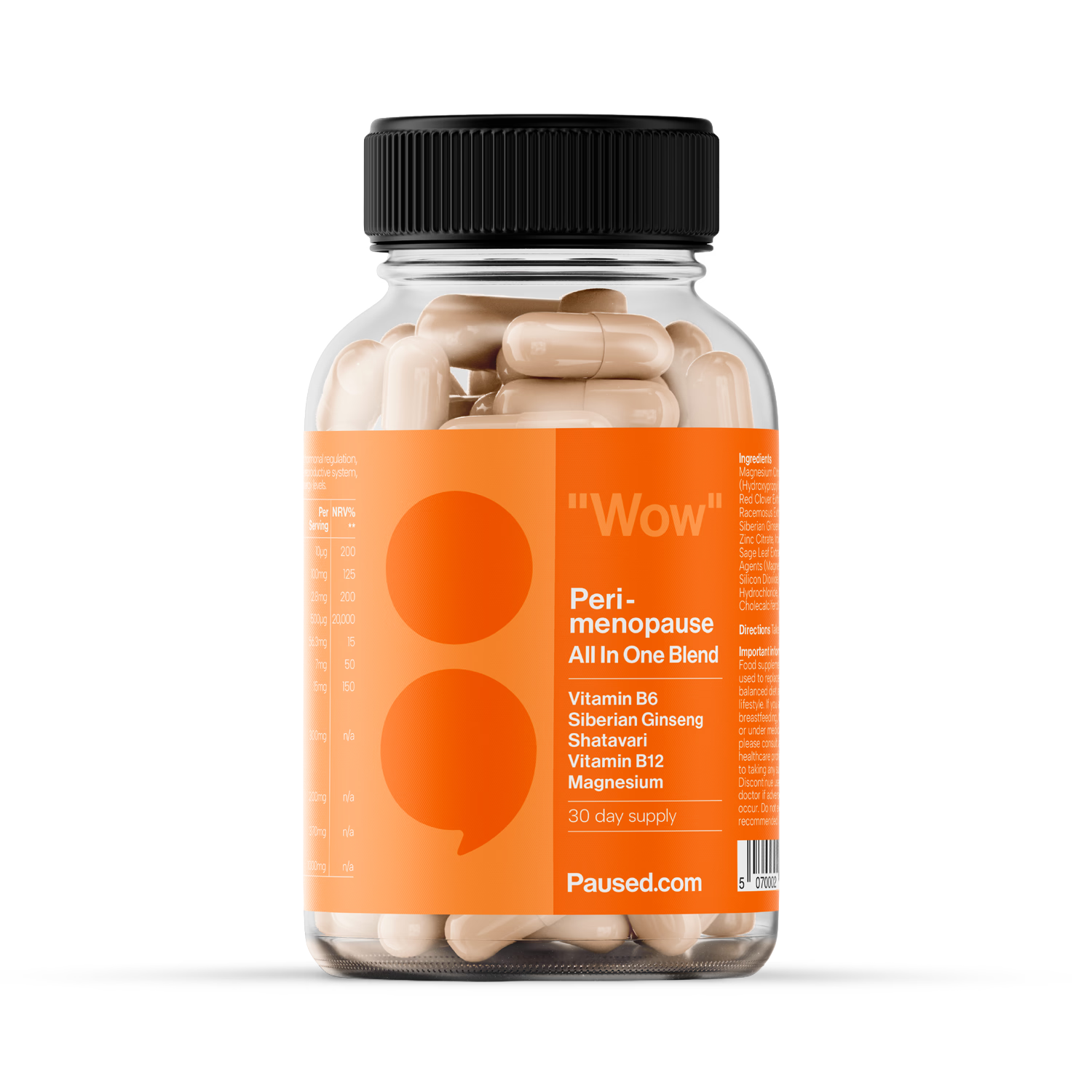 Paused perimenopause supplement All In One Blend 60 capsules, imported from the UK