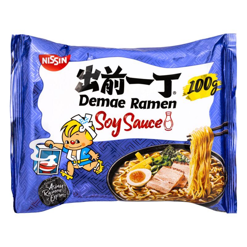 Nissin Demae Ramen instant noodles soy sauce flavour, UK version