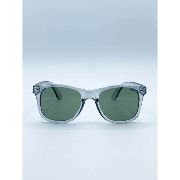 SVNX wayfarer sunglasses translucent grey frame khaki lenses - British product
