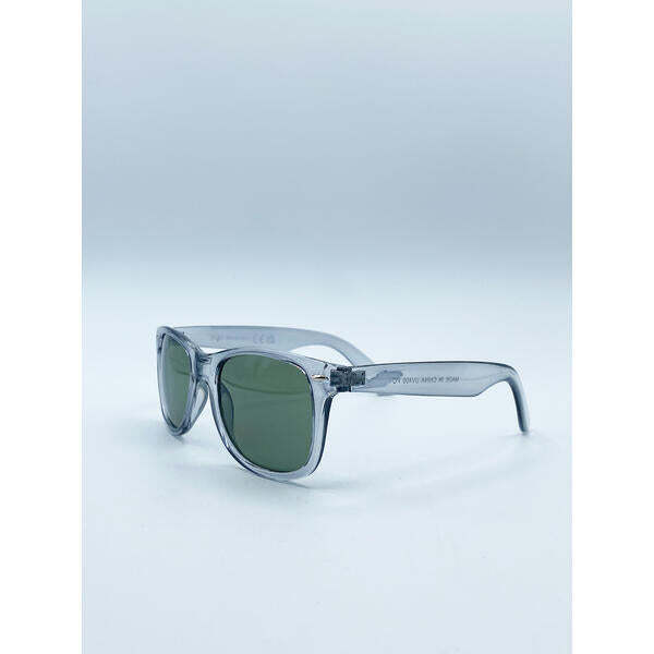 SVNX wayfarer sunglasses translucent grey frame khaki lenses - British product