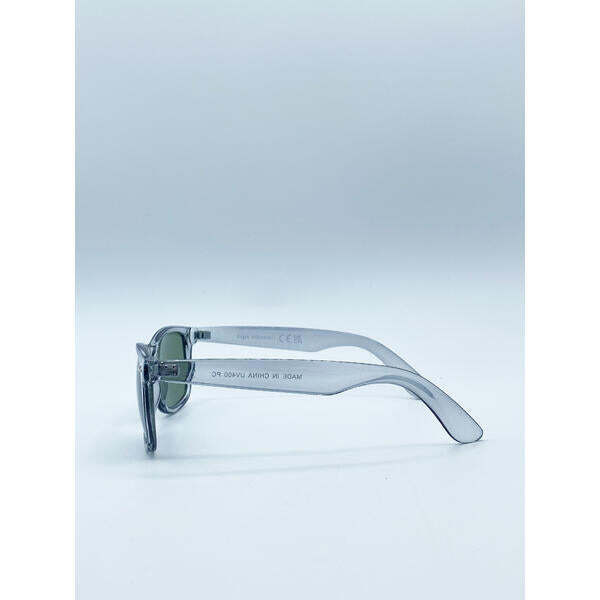 SVNX wayfarer sunglasses translucent grey frame khaki lenses - British product