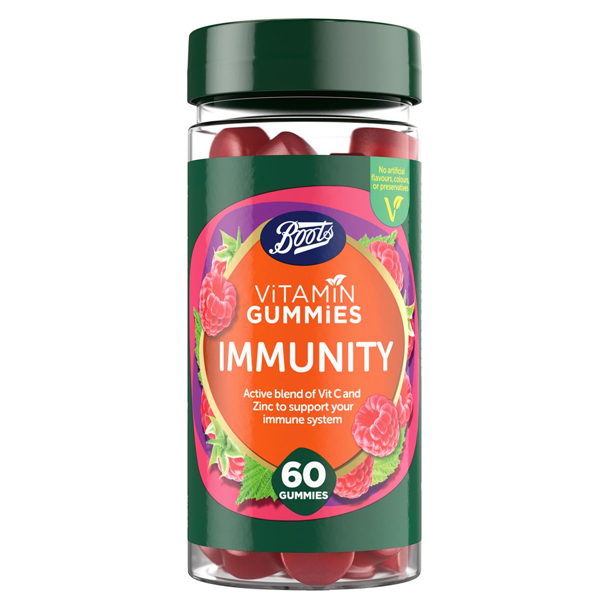 Boots Vitamin Gummies Immunity - 60 Raspberry Gummies General Health & Remedies Boots   