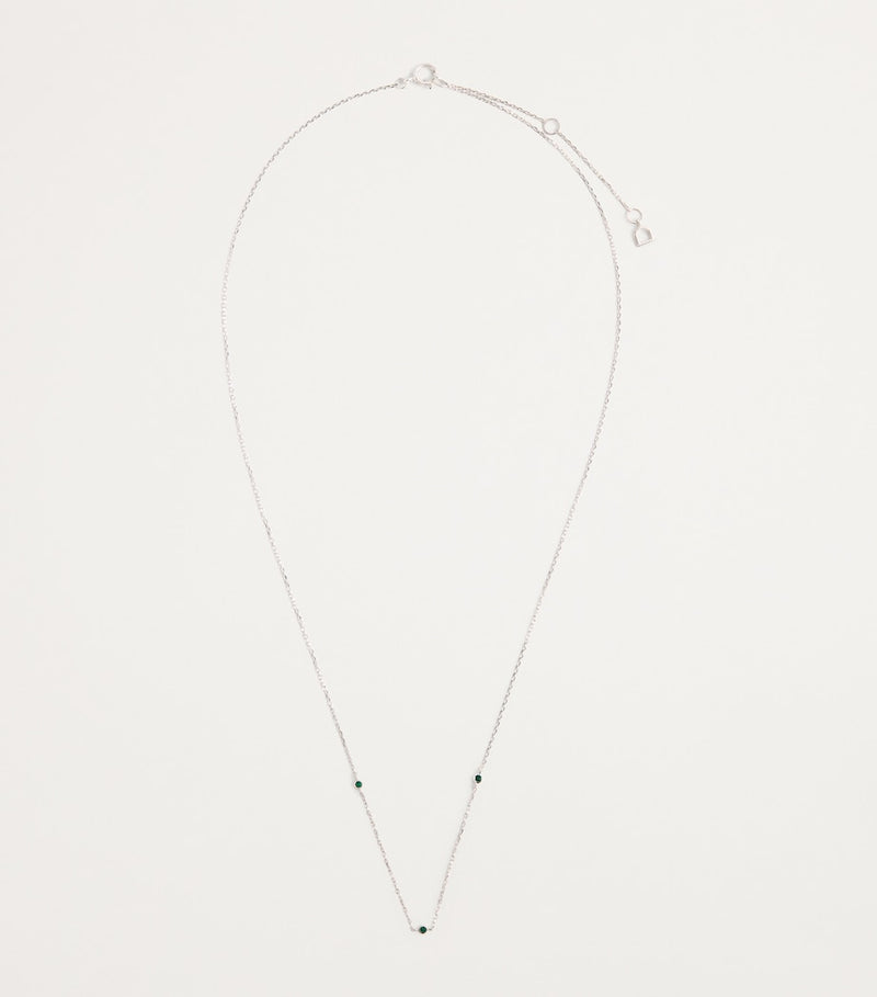 Astrid & Miyu white gold emerald charm necklace - British product