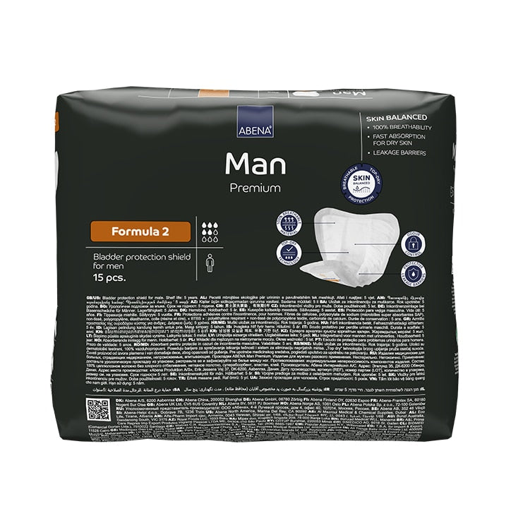 Abena Man Formula 2, 700ml Absorbency, Pack of 15 Incontinence Pads