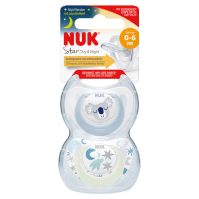 NUK Star Soother in blue or pink, imported from the UK