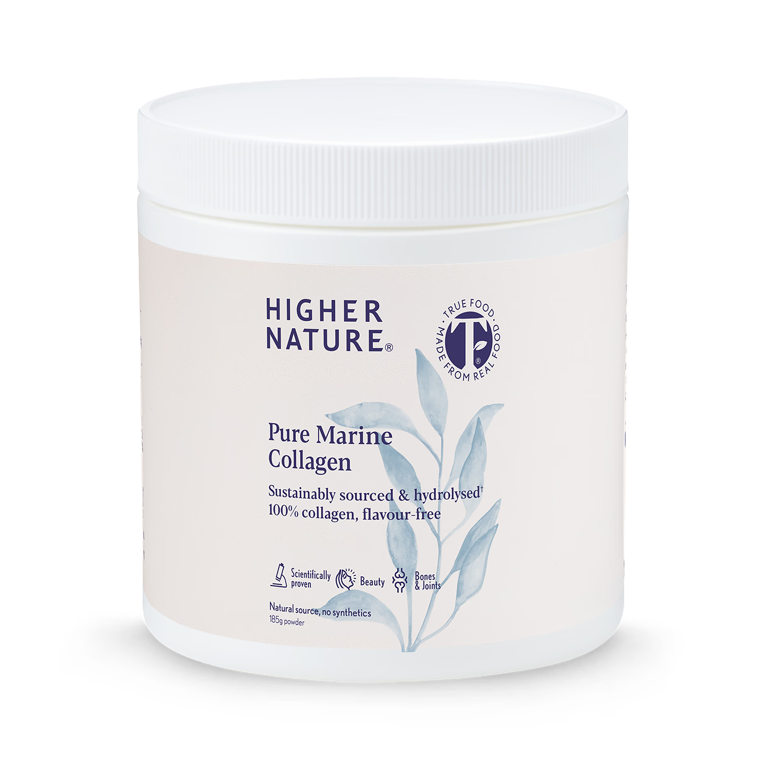 Higher Nature marine collagen powder 185g, imported from the UK