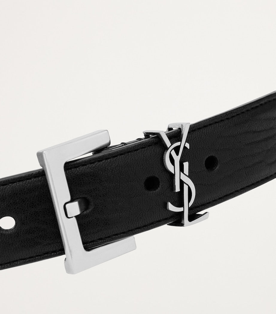 Saint Laurent leather logo belt 3cm, UK version