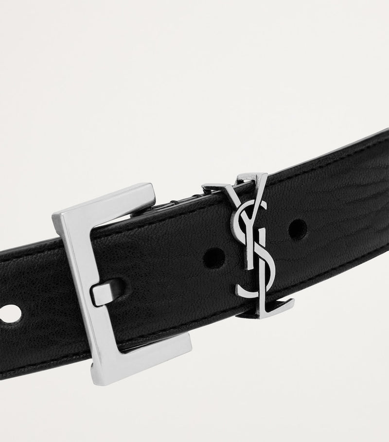 Saint Laurent leather logo belt 3cm, UK version