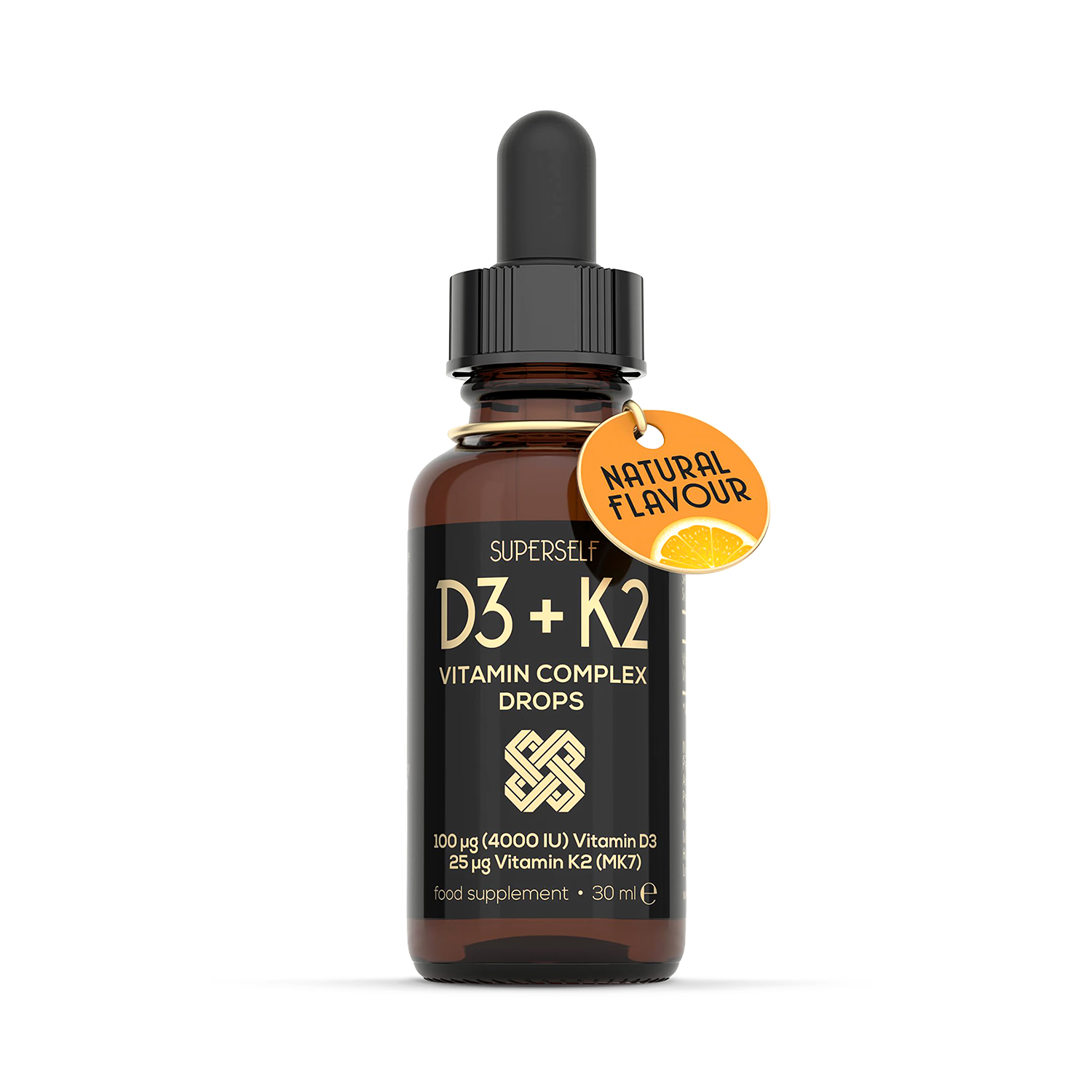 SuperSelf Vitamin D3 K2 drops orange flavour 30ml - British product