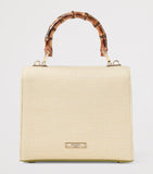 Aspinal of London raffia floral embroidery Mayfair bag, imported from the UK
