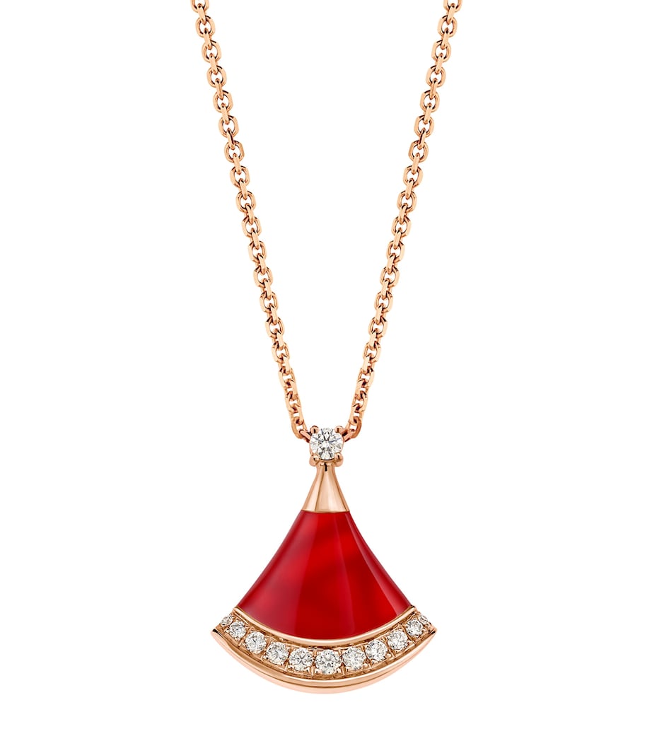 Bvlgari Divas' Dream rose gold necklace with diamonds and carnelian - British product