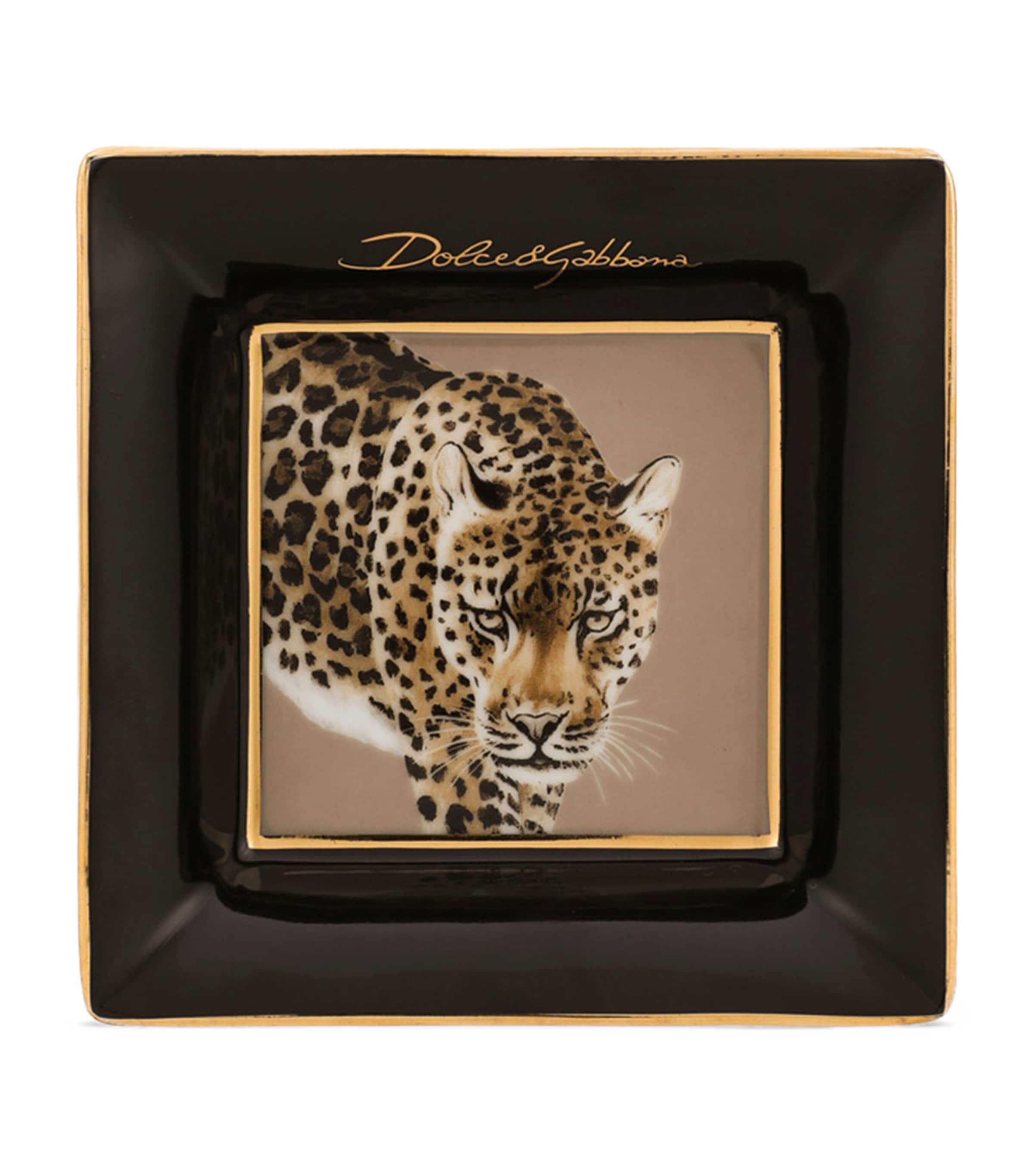 Dolce&Gabbana Casa Leopard decorative square porcelain plates set of 3 10cm - British product