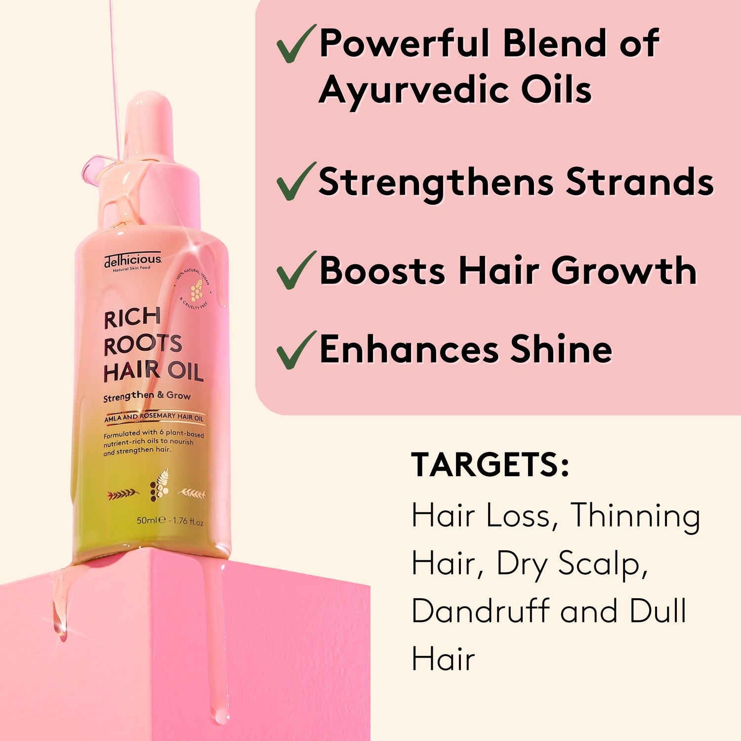 Delhicious Rich Roots hair oil 50ml, UK version