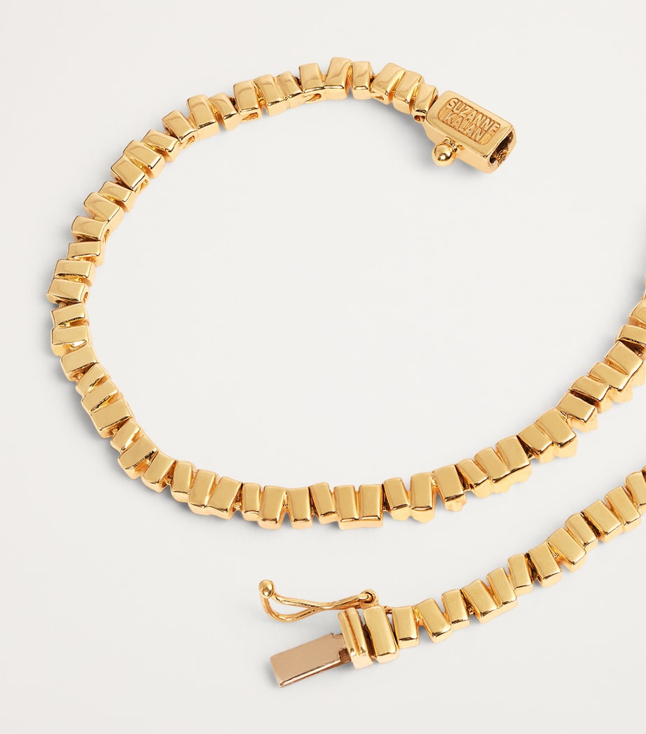 Suzanne Kalan yellow gold diamond tennis necklace 43cm, imported from the UK