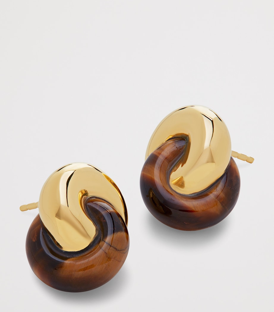 Monica Vinader tiger's eye earrings gold vermeil, UK version