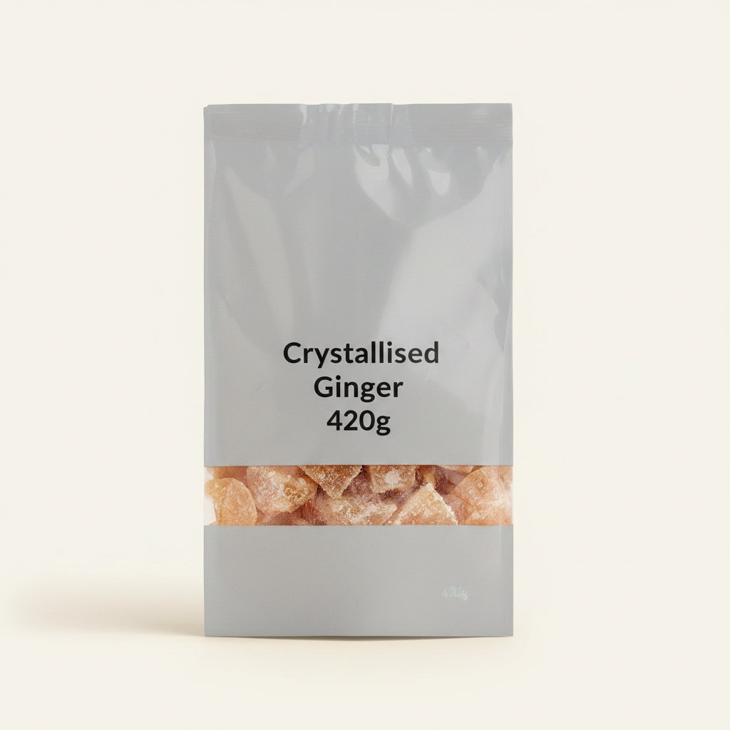 Holland Barrett crystallised ginger cubes 420g, UK version