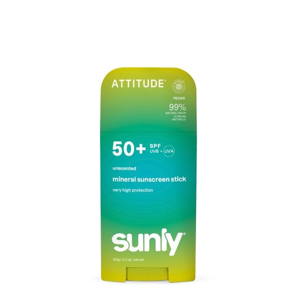 Attitude mineral sunscreen stick SPF 50 Unscented 60g - British product