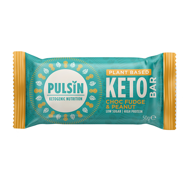 Pulsin Choc Fudge & Peanut Keto Bar 50g - Chocolate Fudge & Peanut