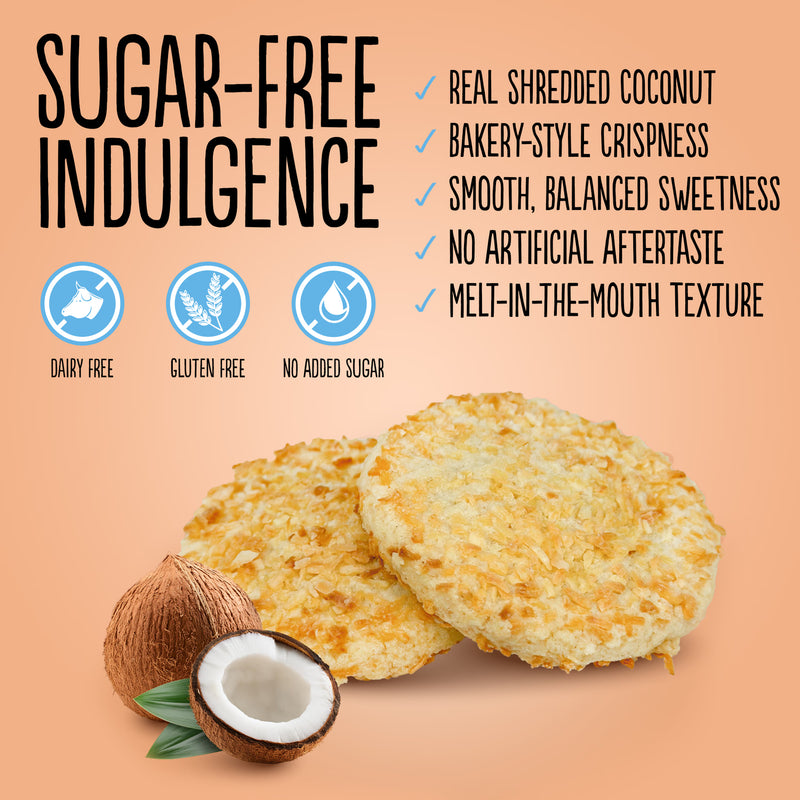 Diablo sugar free coconut cookies 150g pack of 6, imported from the UK
