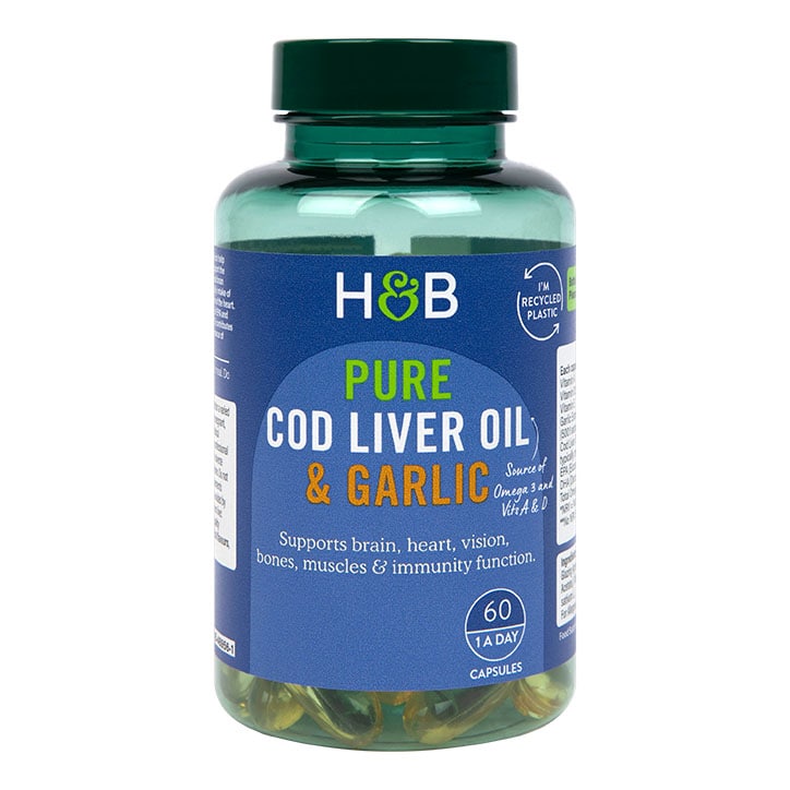 Holland & Barrett Pure Cod Liver Oil & Garlic 60 Capsules GOODS Holland&Barrett