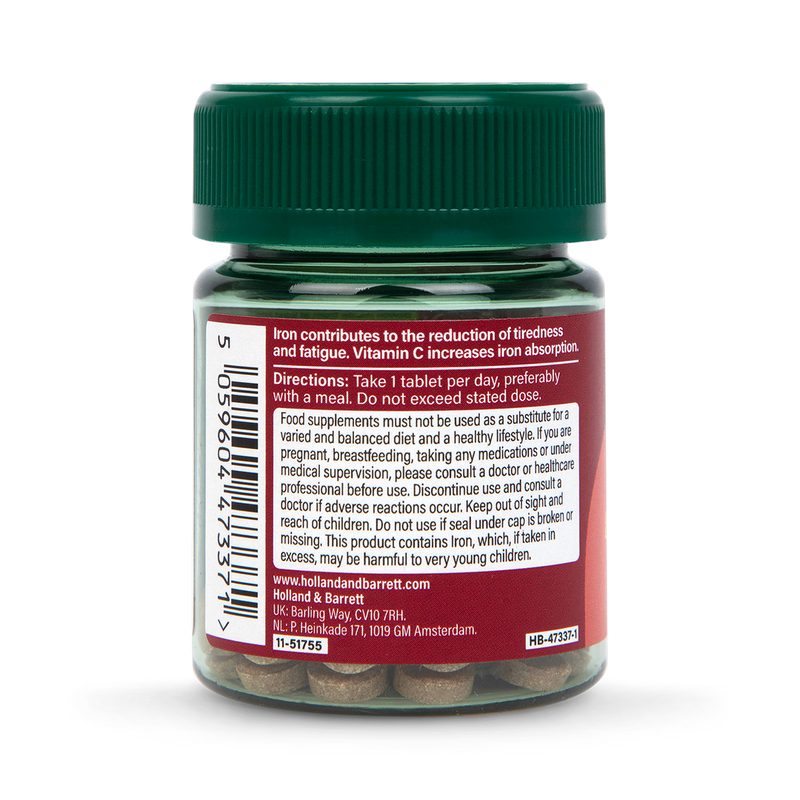 Holland Barrett Iron Vitamin C 14mg 30 Tablets