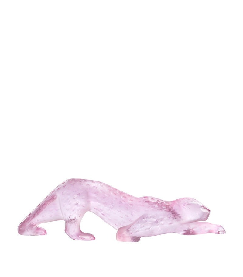 Lalique Large Rose Nebula Zeila Panther crystal sculpture, UK version