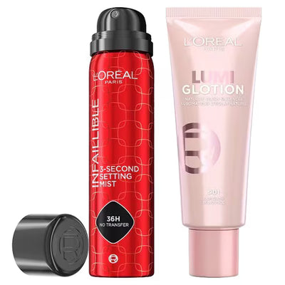 Superdrug L'Oréal Paris Lumi Glotion Setting Spray Duo 901 Fair Glow- Buy online at McGrocer