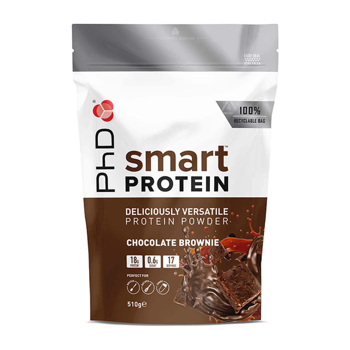 PhD Nutrition Smart Protein Powder Chocolate Brownie 510g - Chocolate Brownie