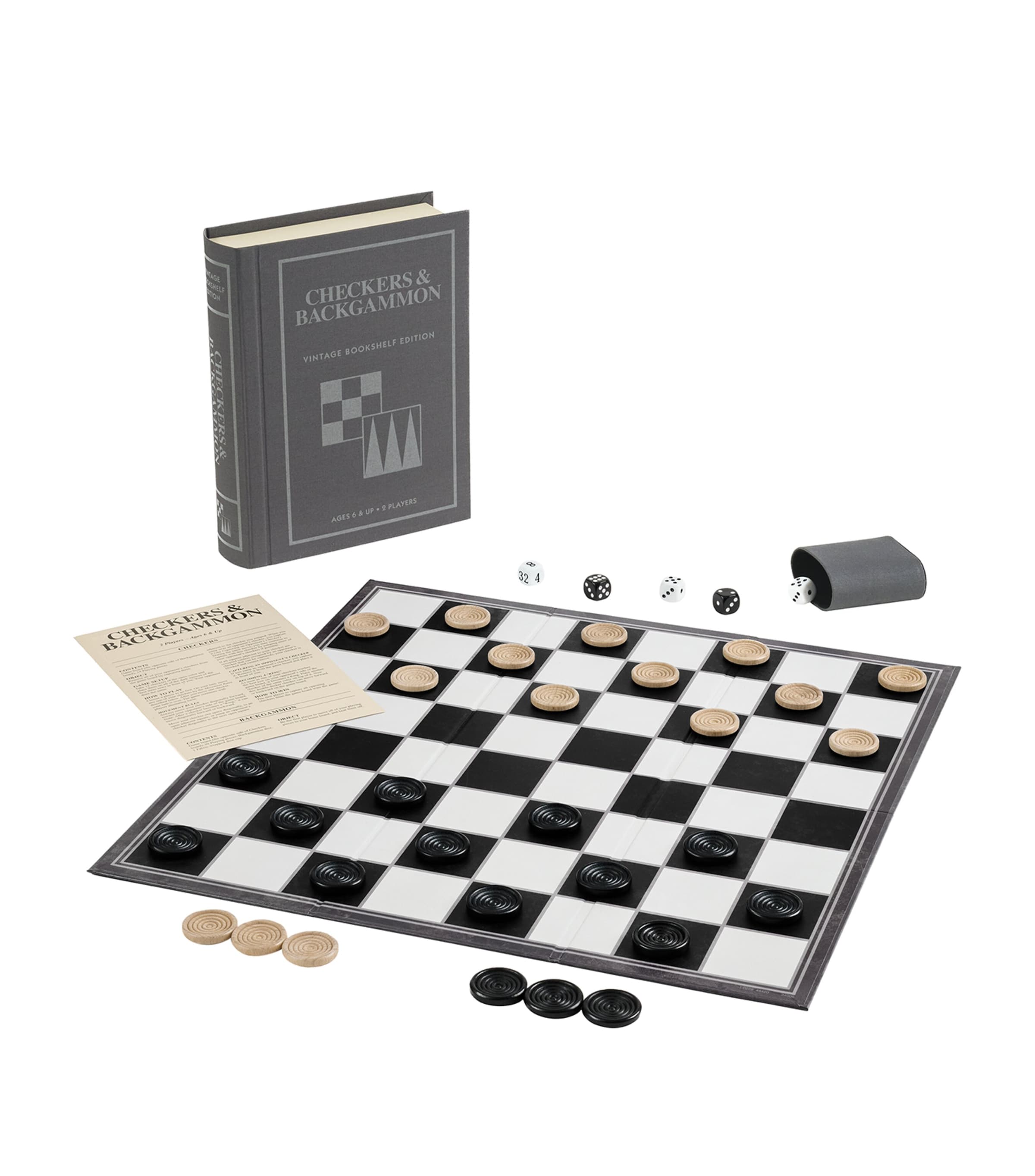 Vintage Bookshelf checkers and backgammon board game (British brand)