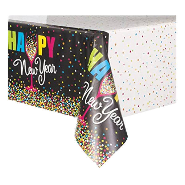 Plastic New Year Tablecloth Confetti Design 84 x 54 in - British product