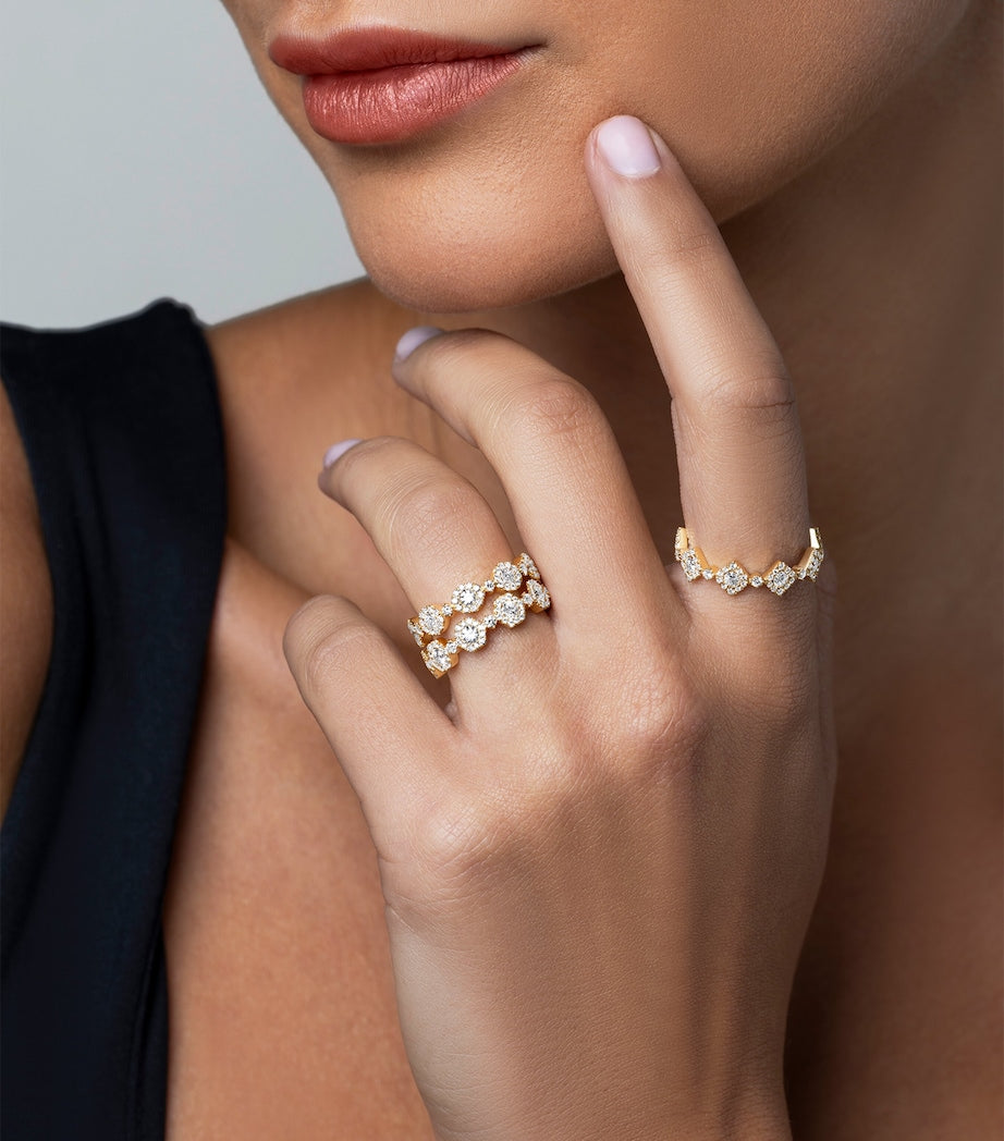 David Morris Triolette oval ring in yellow gold with diamonds - British product