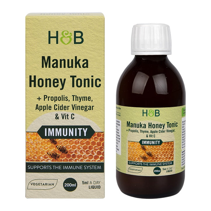 Holland & Barrett Manuka Honey Tonic + Propolis, Thyme, Apple Cider Vinegar & Vit C 200ml Liquid GOODS Holland&Barrett   