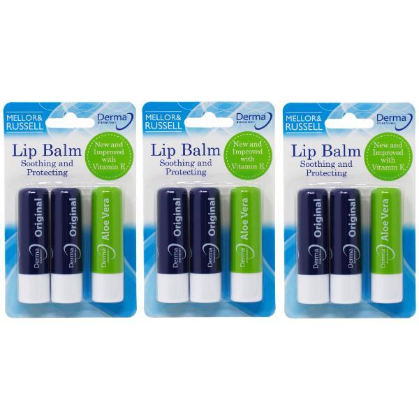 Derma Intensive+ lip balm trio Original and Aloe Vera 3 pack, UK version