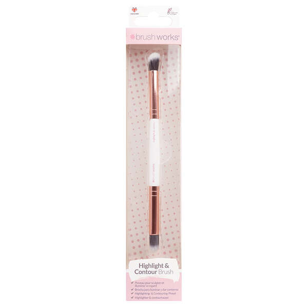 Brushworks White & Gold Highlight and Contour Brush GOODS Superdrug   