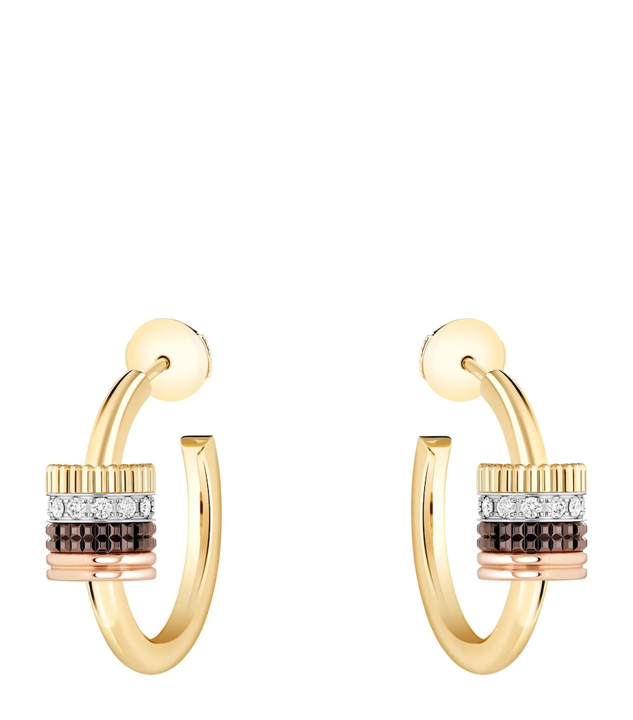 Boucheron Quatre Classique hoop earrings mixed gold and diamonds 8mm - British product