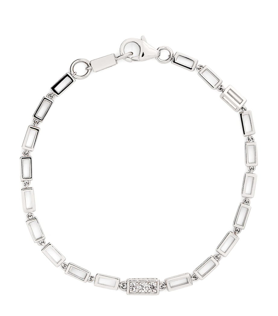 Suzanne Kalan white gold diamond large block chain bracelet - British product