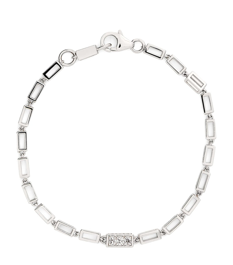 Suzanne Kalan white gold diamond large block chain bracelet - British product