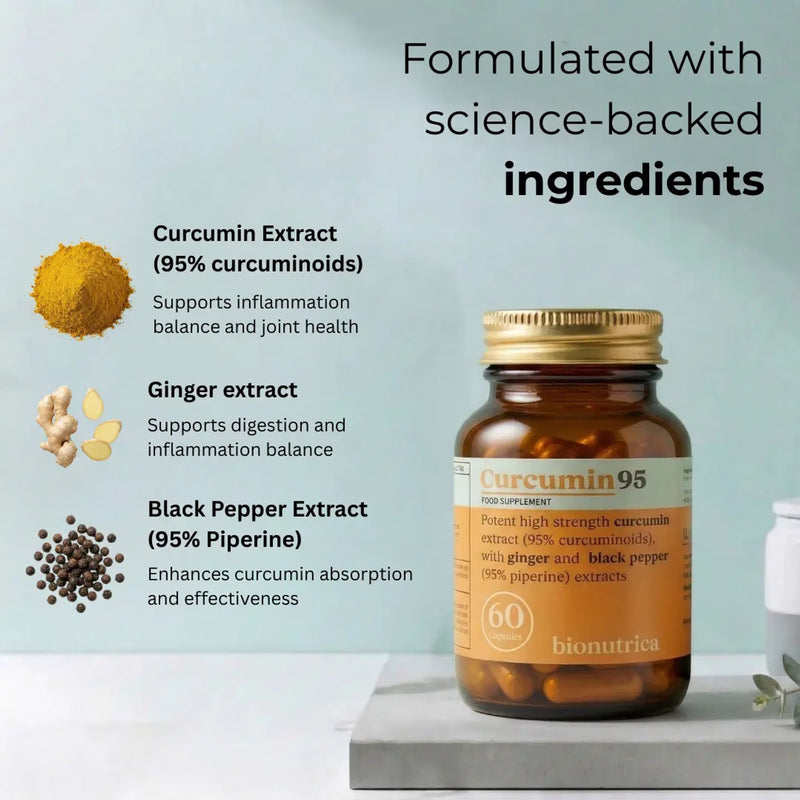Bionutrica Curcumin 95 supplement 60 capsules, imported from the UK