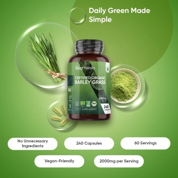 WeightWorld organic barley grass powder 240 capsules (British brand)