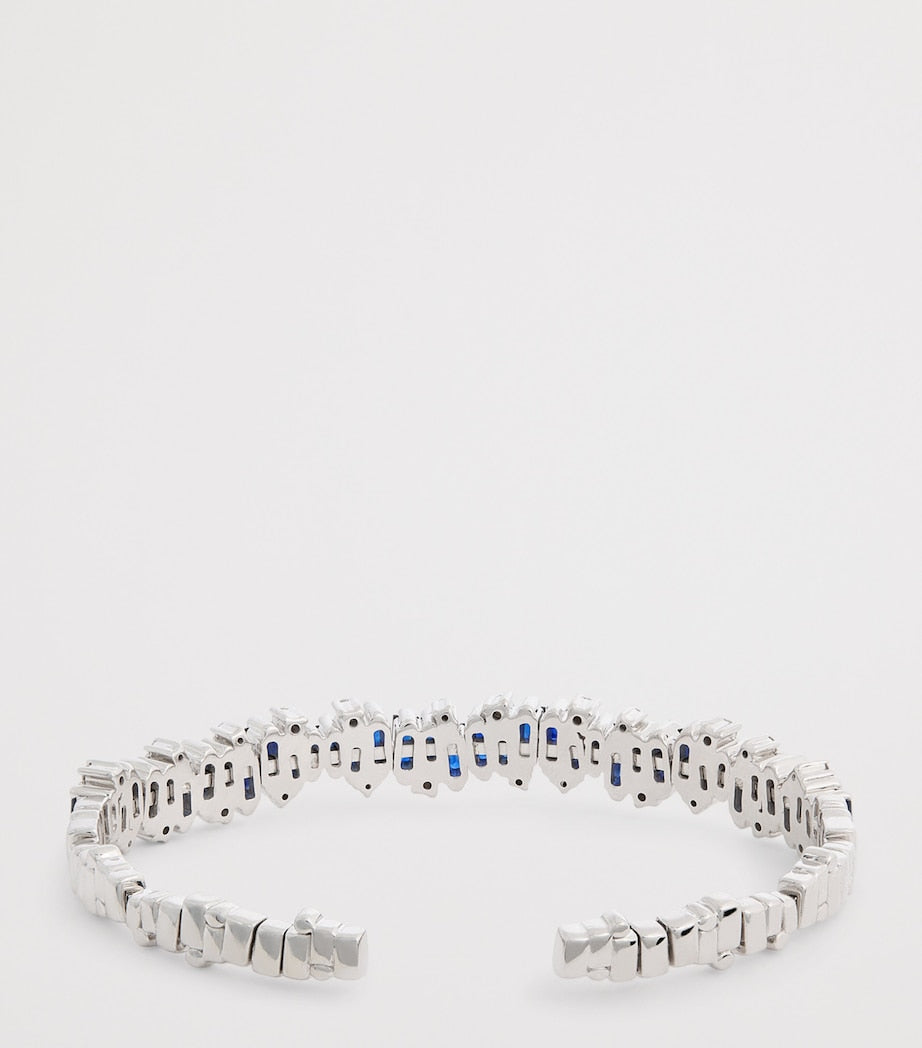 Suzanne Kalan blue sapphire diamond bangle white gold (British brand)