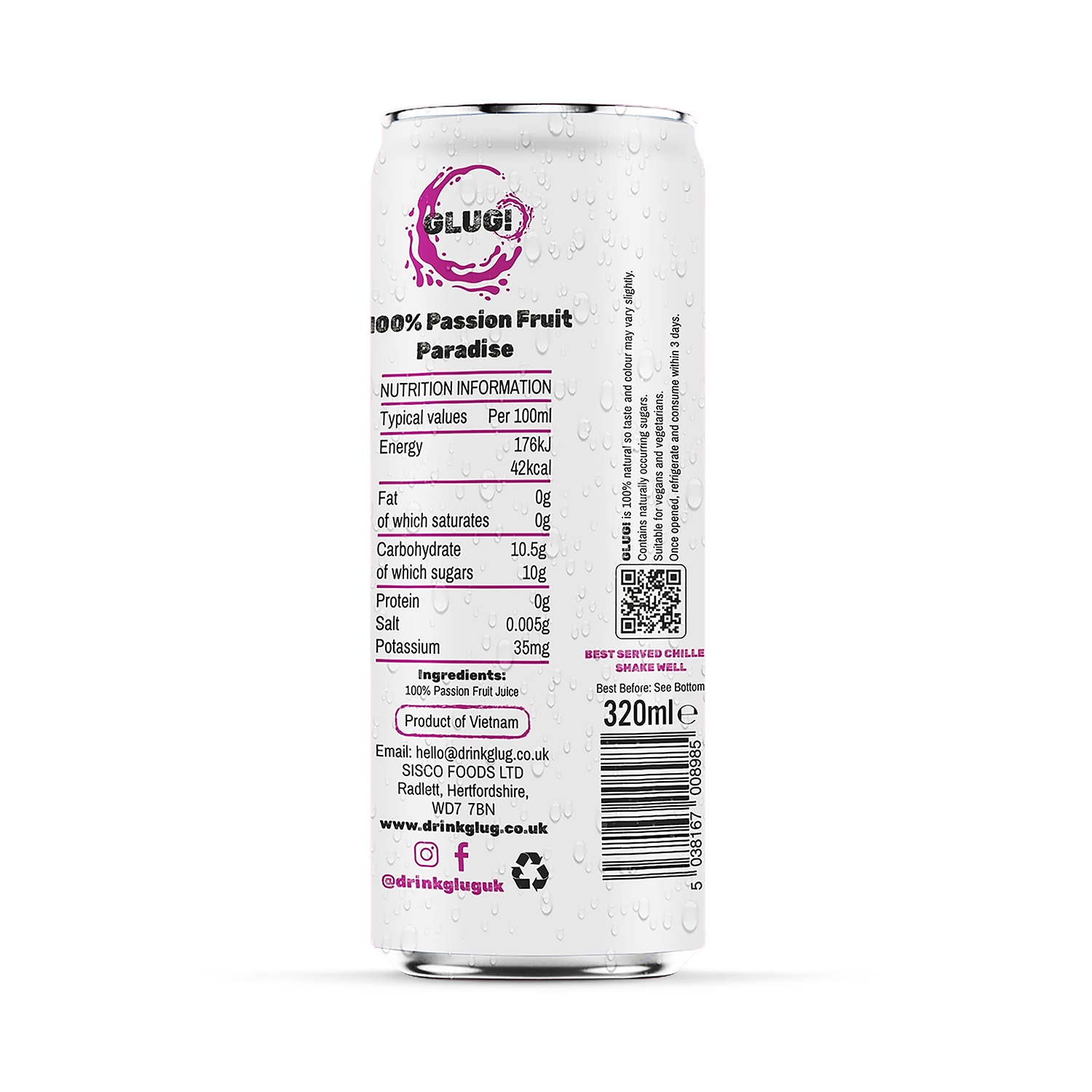 100% passion fruit juice 12x320ml, UK version