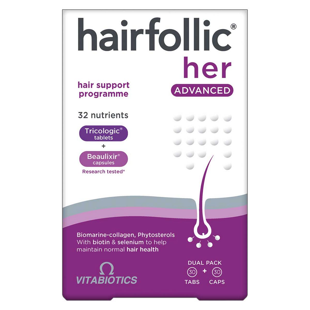 Vitabiotics Hairfollic Her Advanced - 30 Tablets + 30 Capsules GOODS Boots   