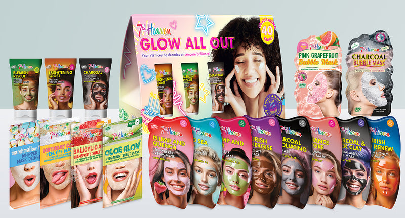 7th Heaven face mask gift set Glow All Out, imported from the UK