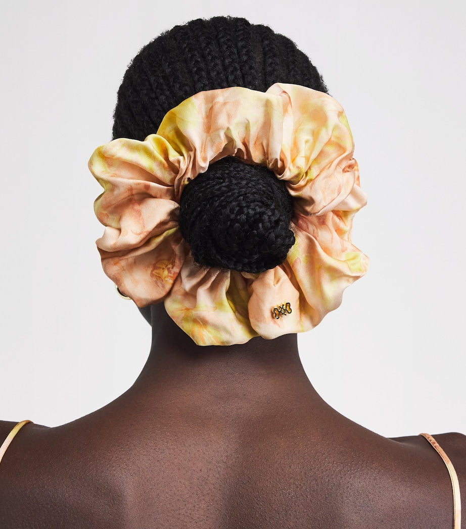 Sandro Paris floral scrunchie pastel hues EcoVero viscose (British brand)