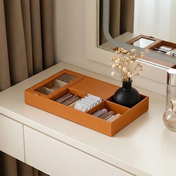 Livingandhome brown PU leather jewellery box storage (British brand)