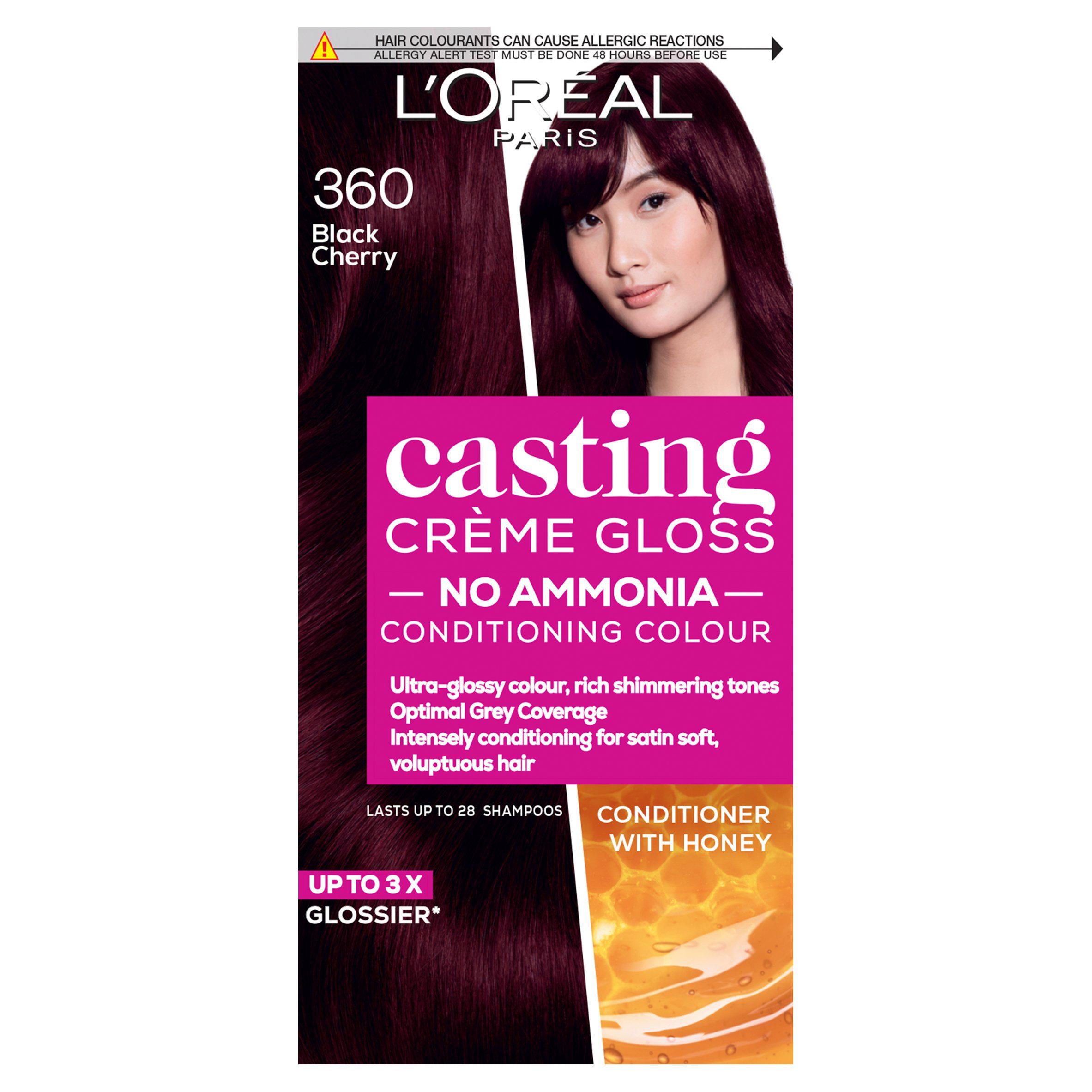 L'Oreal Paris Casting Creme Gloss Semi Permanent Hair Dye Black Cherry Red 360 Dark Sainsburys   