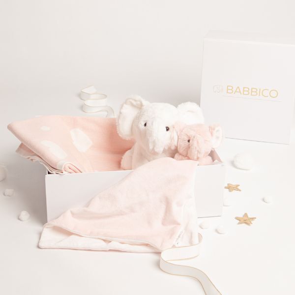 Babbico Elephant Toy, Pink Blanket & Comforter Baby Gift Set GOODS Superdrug   