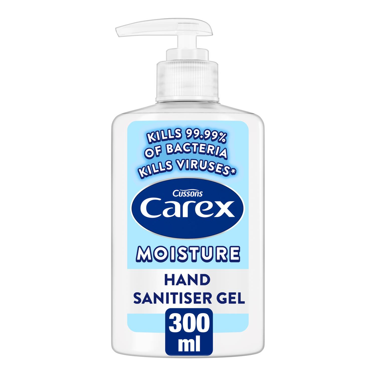 Carex anti-bacterial hand sanitiser gel 300ml, UK version