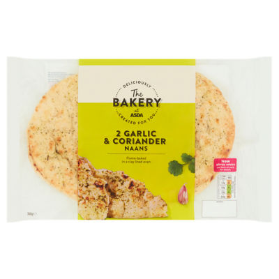 ASDA Hvitløk Koriander Naanbrød, pakke med 2, 380 g