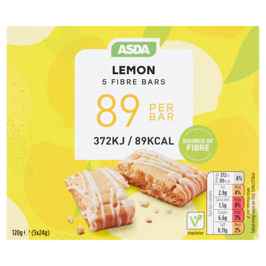 ASDA Lemon 5 Fibre Bars 5 x 24g (120g) GOODS ASDA   